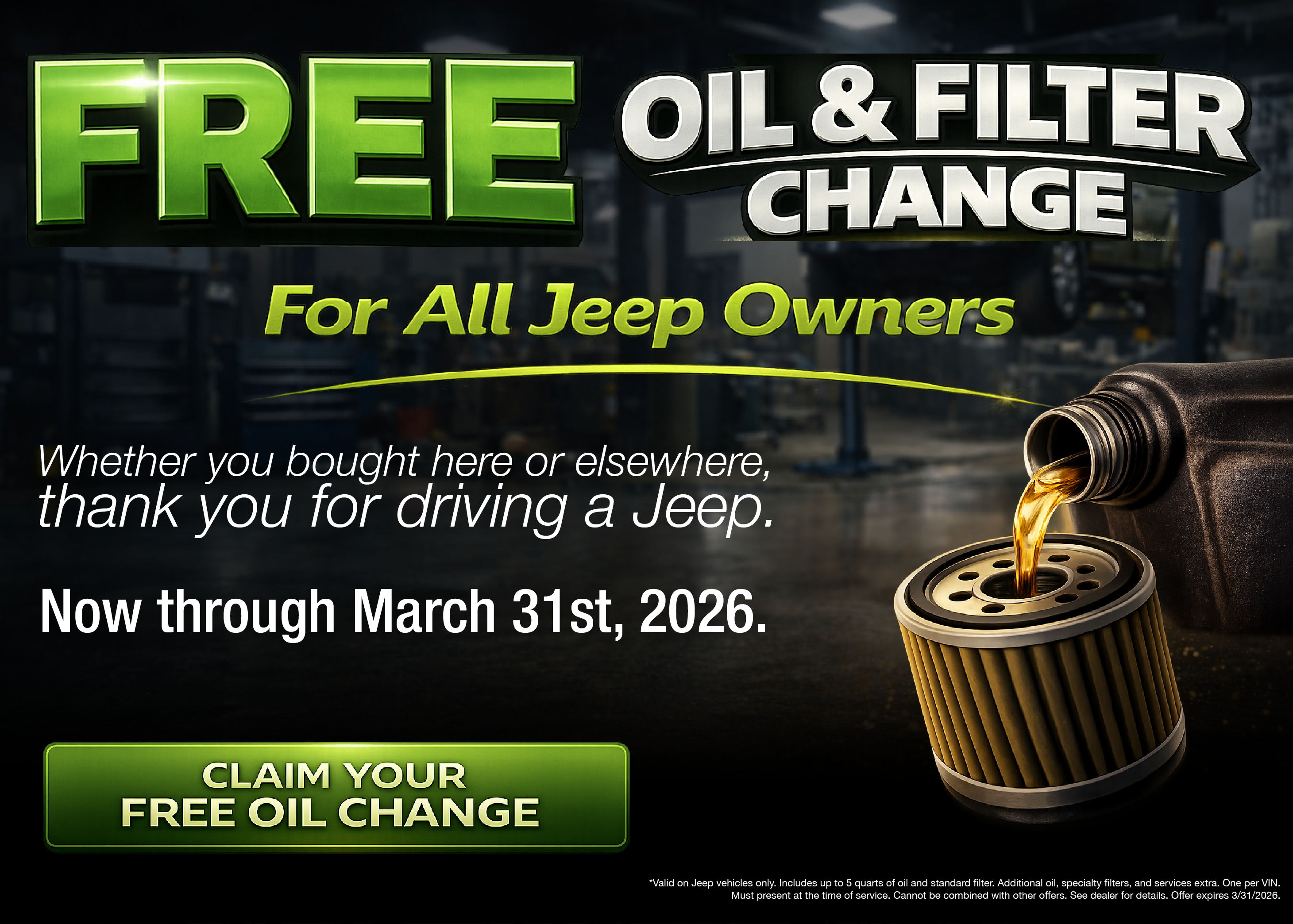 Schedule Your Free Jeep Oil Change!